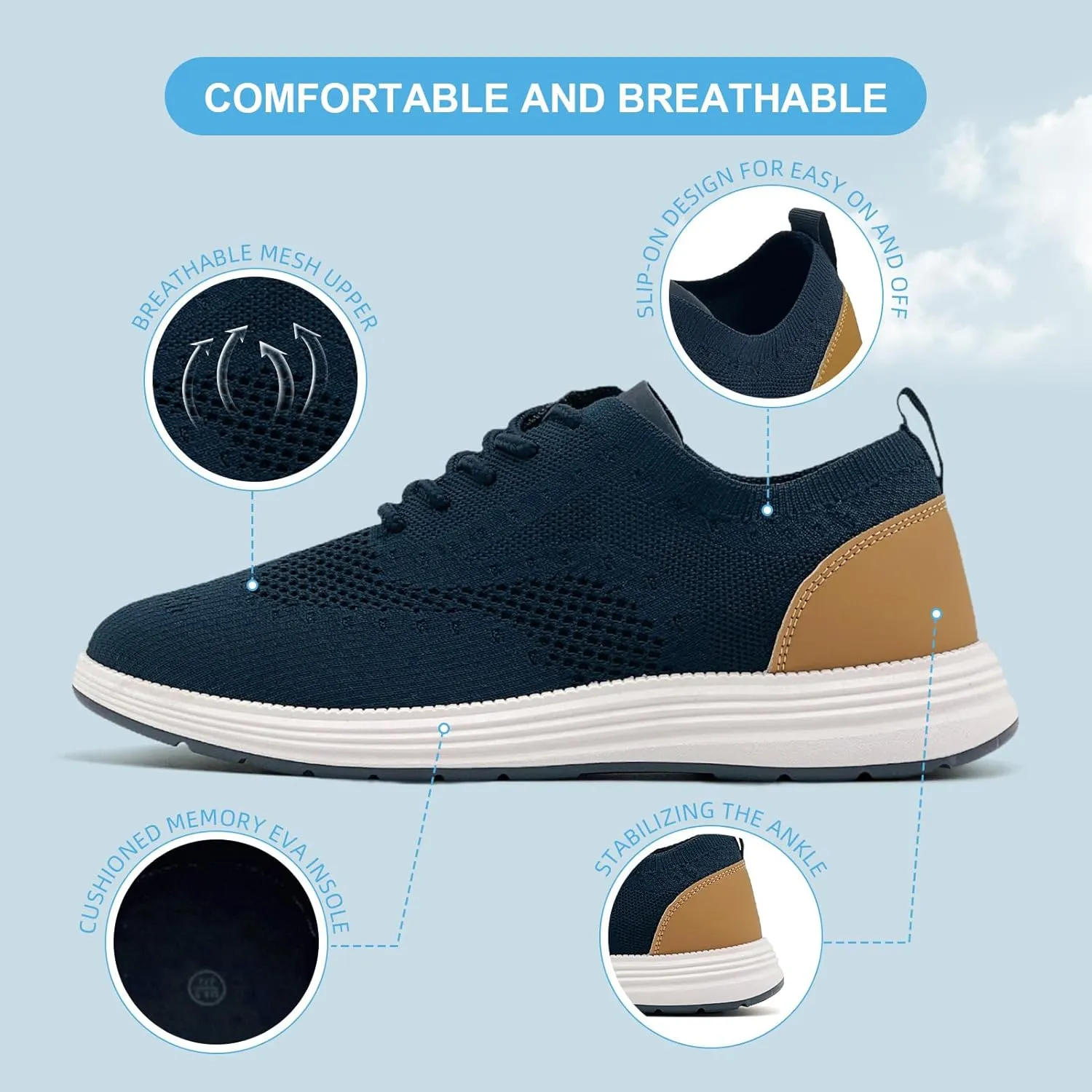 Casual Dress Shoes for Men Business Oxfords Fashion Sneakers Comfortable Loafers Men’s Walking Shoes