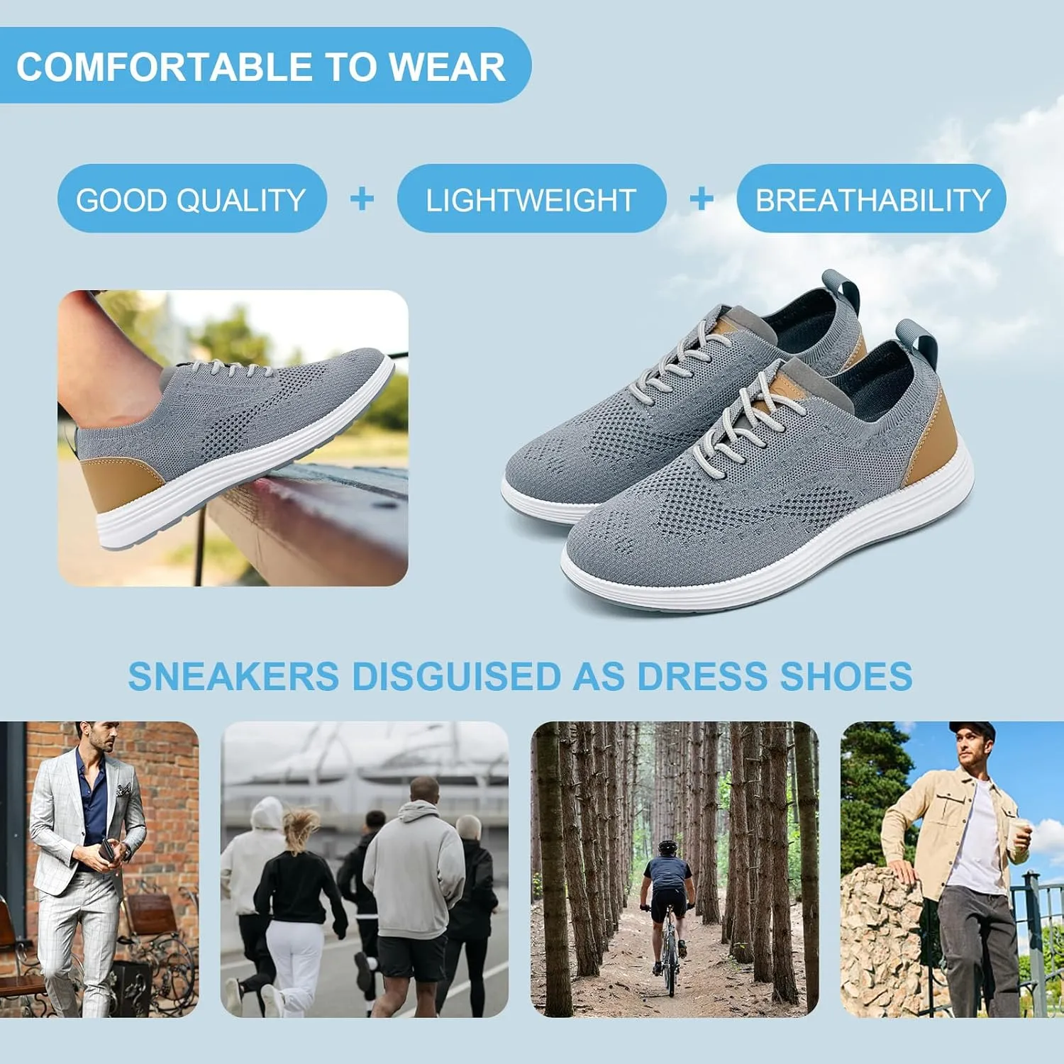 Casual Dress Shoes for Men Business Oxfords Fashion Sneakers Comfortable Loafers Men’s Walking Shoes