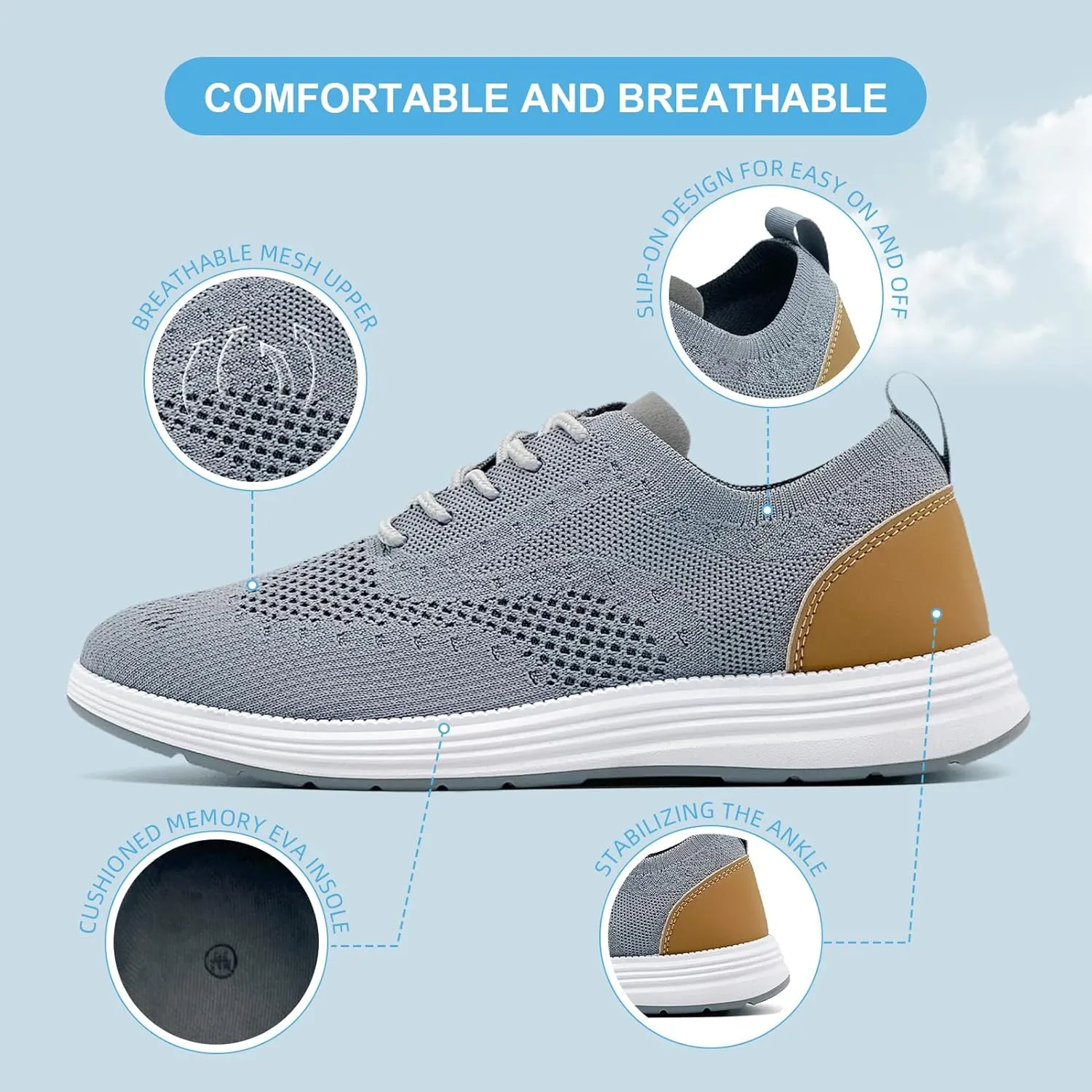 Casual Dress Shoes for Men Business Oxfords Fashion Sneakers Comfortable Loafers Men’s Walking Shoes