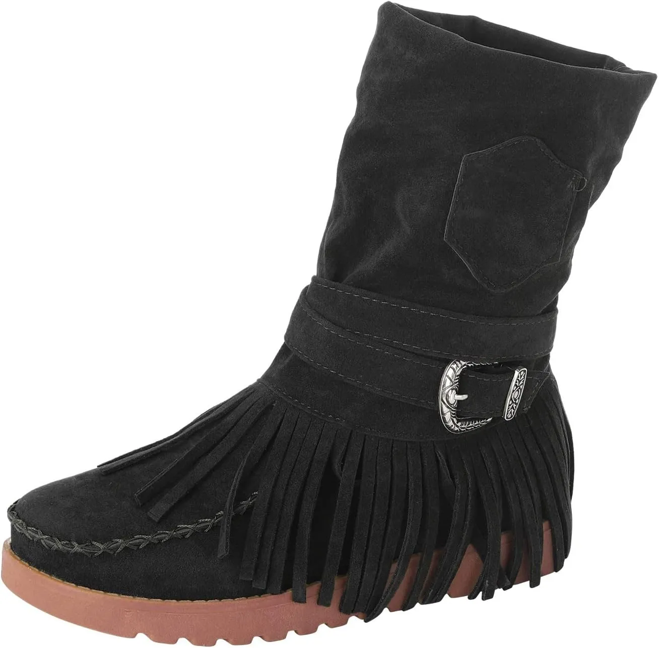 Casual Fashion Women Ankle Boots Women's Boots Ankle Boots Casual Retro Fringe Tassel Round Toe Flat Women's Boots