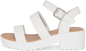 Chariot & Co -Credit(IIS)- Girls/Little Kids/Children Open Toe Strappy Two Band Double Strap Ankle Buckle Platform Lug Sole Chunky Block 1.75" Heel Sandals
