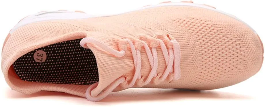 CHICLOVEY Women's Mesh Wedges Platform Loafers Lace-up Air Cushion Running Dance Shoes