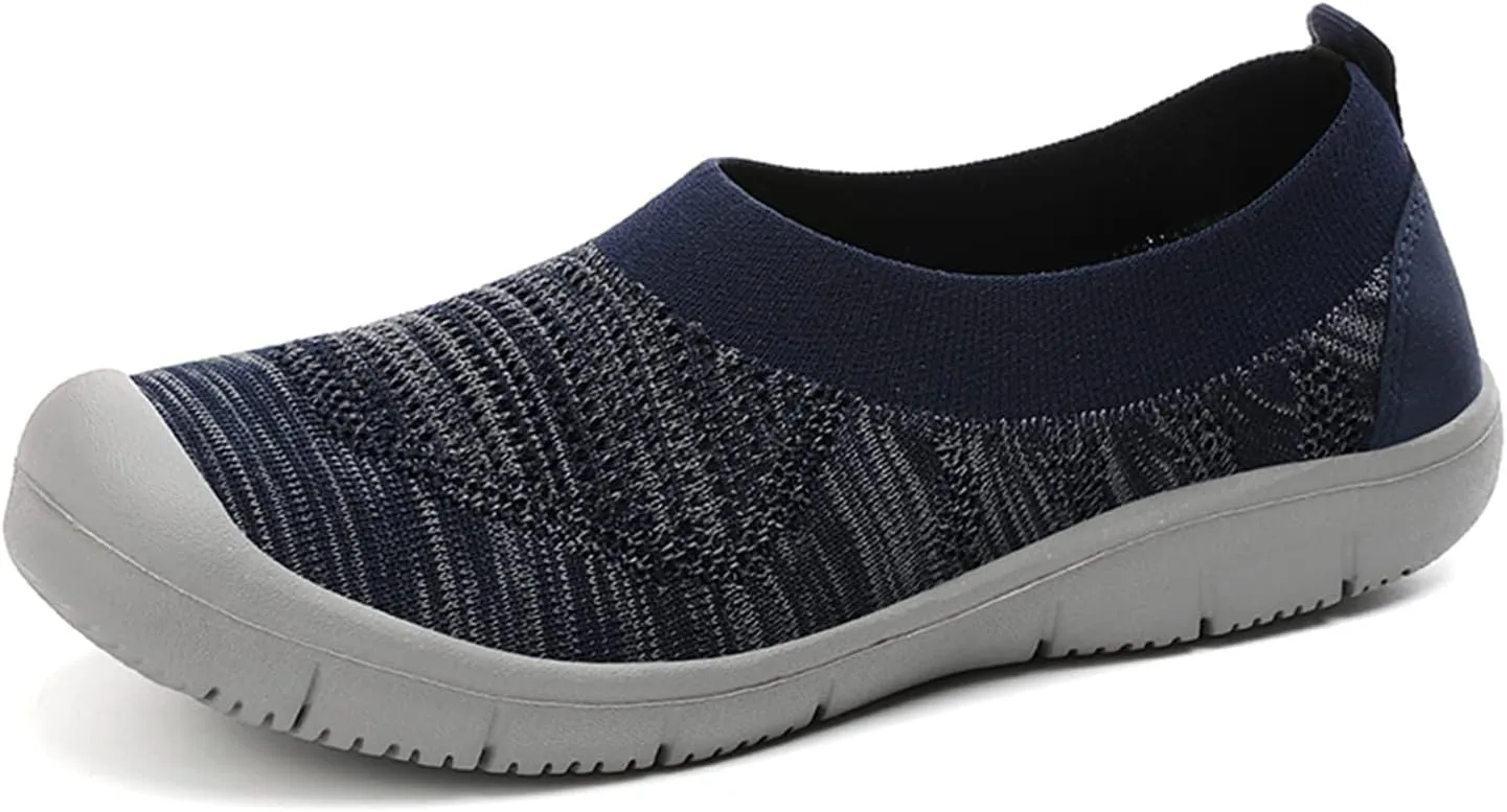 ChicWind Women's Easy Slip on Sock Shoes Round Toe Mesh Nurse Flat Sneakers Work Loafers