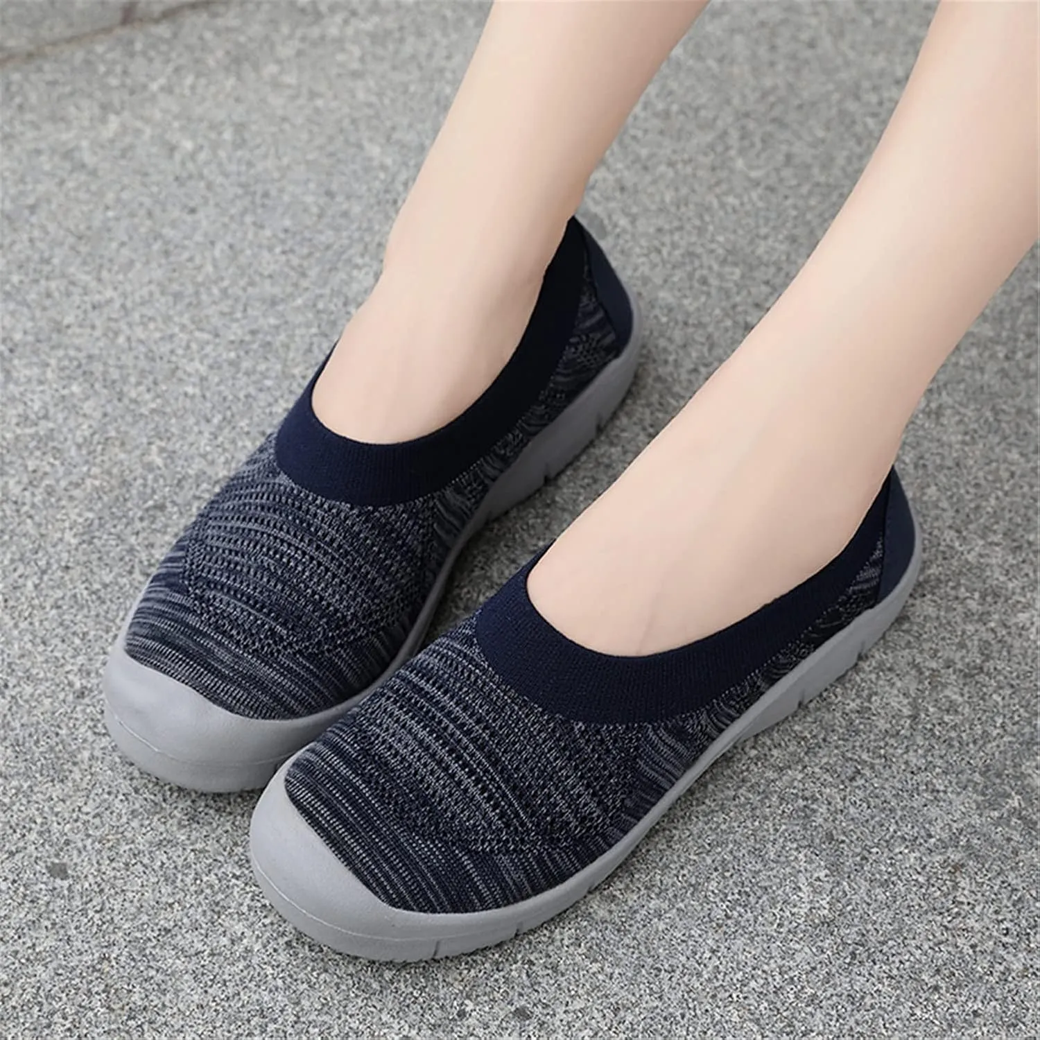 ChicWind Women's Easy Slip on Sock Shoes Round Toe Mesh Nurse Flat Sneakers Work Loafers