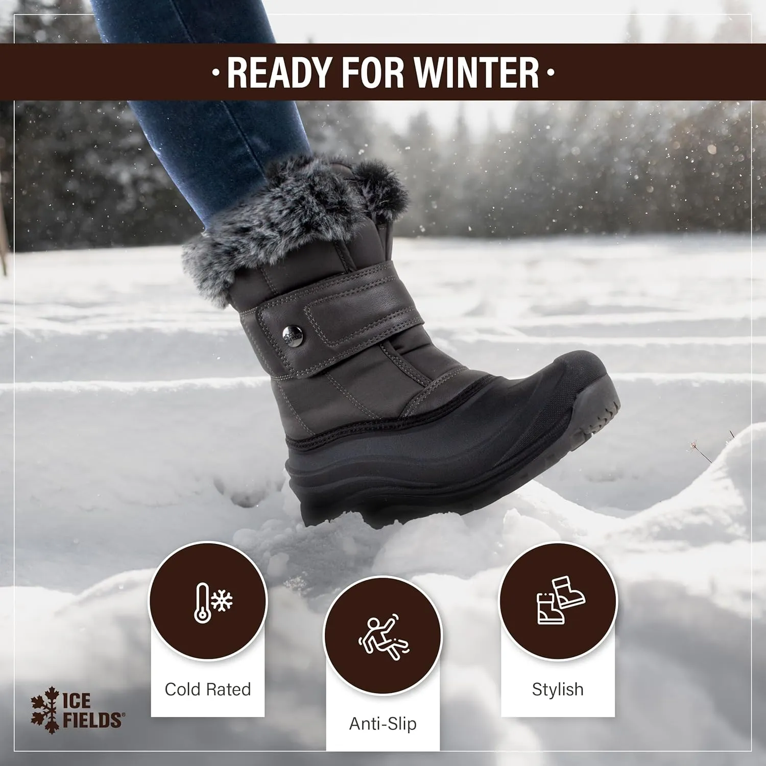 Clara Snow Winter Boots for Women, Warm, Insulated, Waterproof Shell, Faux Fur Lined Cuff