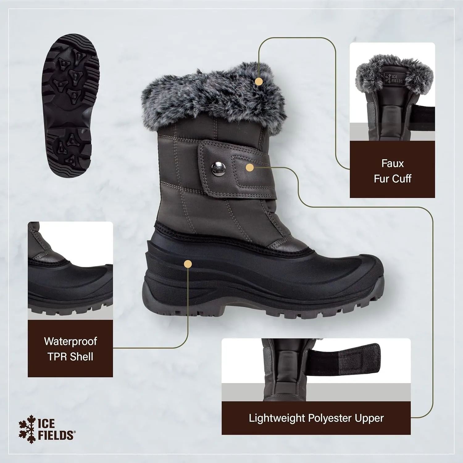 Clara Snow Winter Boots for Women, Warm, Insulated, Waterproof Shell, Faux Fur Lined Cuff