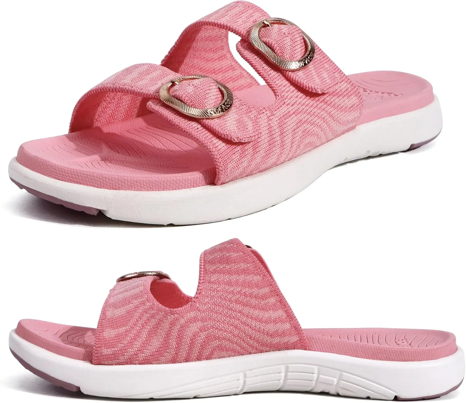 COFACE Womens Orthotic Slides Comfort Plantar Fasciitis Arch Support Slip on Flat Sandals Ladies Soft Cushion Fashion Yoga Mat Slippers With Adjustable Straps