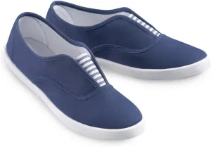 Collections Etc Slip-On Sneaker Shoes with Padded Insoles and Stripe Accent, Cotton