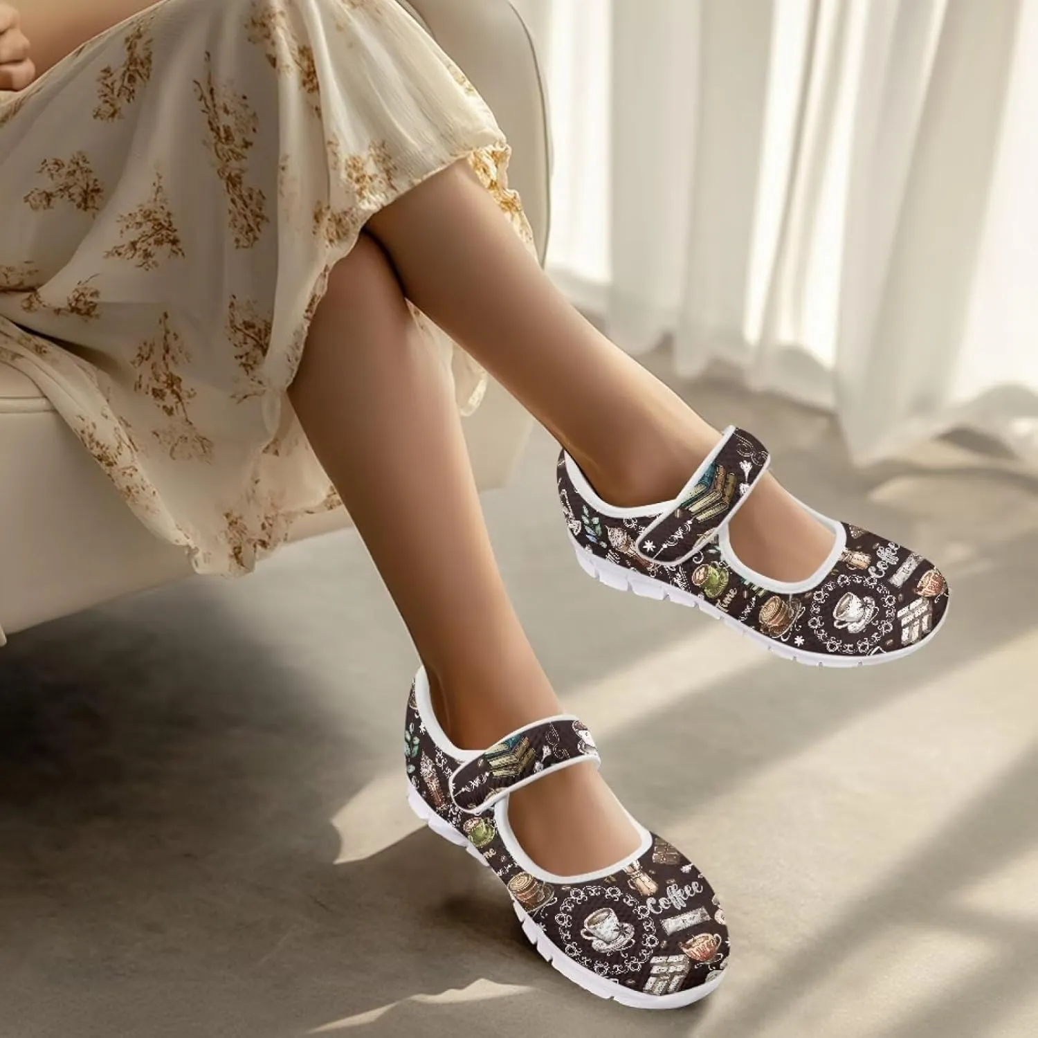 Coloranimal Mary Jane Shoes Women Casual Flat Shoes Women Dress Comfortable Mary Jane Flats Comfortable Walking Shoes Slip On Shoes Footwear