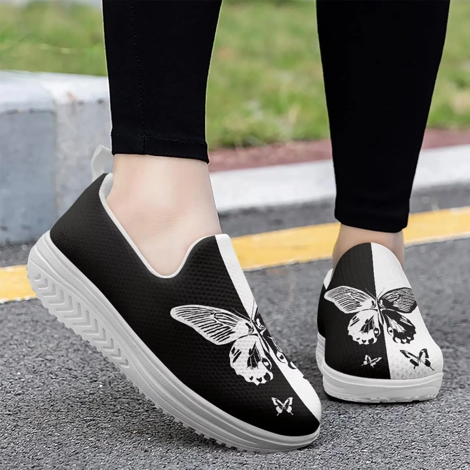 Coloranimal Platform Sneakers for Women Fashion Platform Loafers Slip On Shoes Womens Loafers High Top Athletic Sneakers Non Slip Ladies Jogging Shoes