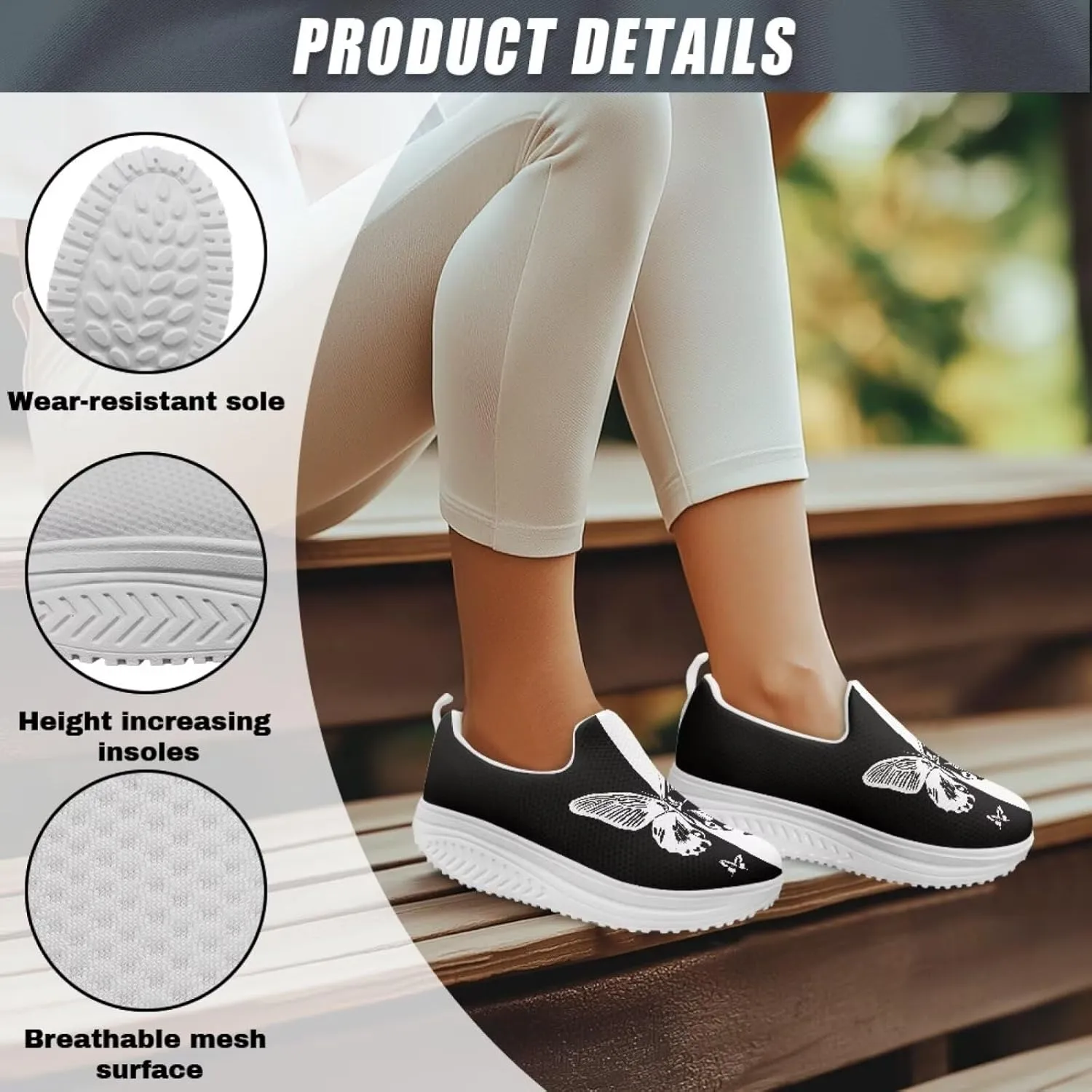 Coloranimal Platform Sneakers for Women Fashion Platform Loafers Slip On Shoes Womens Loafers High Top Athletic Sneakers Non Slip Ladies Jogging Shoes