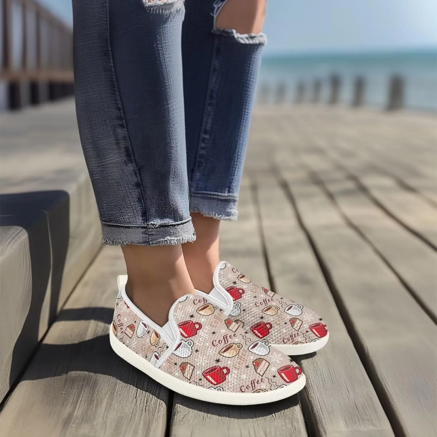 Comfort Casual Shoes for Women Slip On Shoes Wide Width Womens Flats Shoes