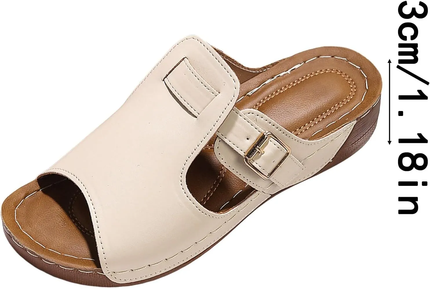 Comfortable Orthopedic Wedge Sandals for Women 2025, Leather Comfortable Memory Foam Thick Sole Slip On Slides Asjustable Strap Sandals Slip On Slides Beach Orthotic Cushion Slide Shoes for Daily Wear