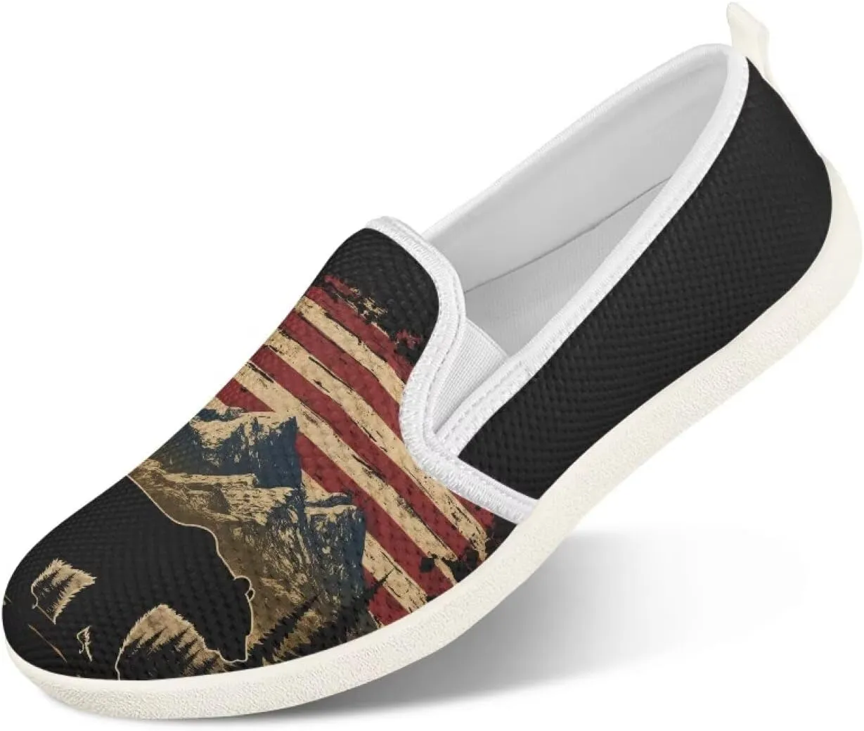 Comfy Womens Flats Shoes Flag Print Casual Shoes for Women Slip On Shoes
