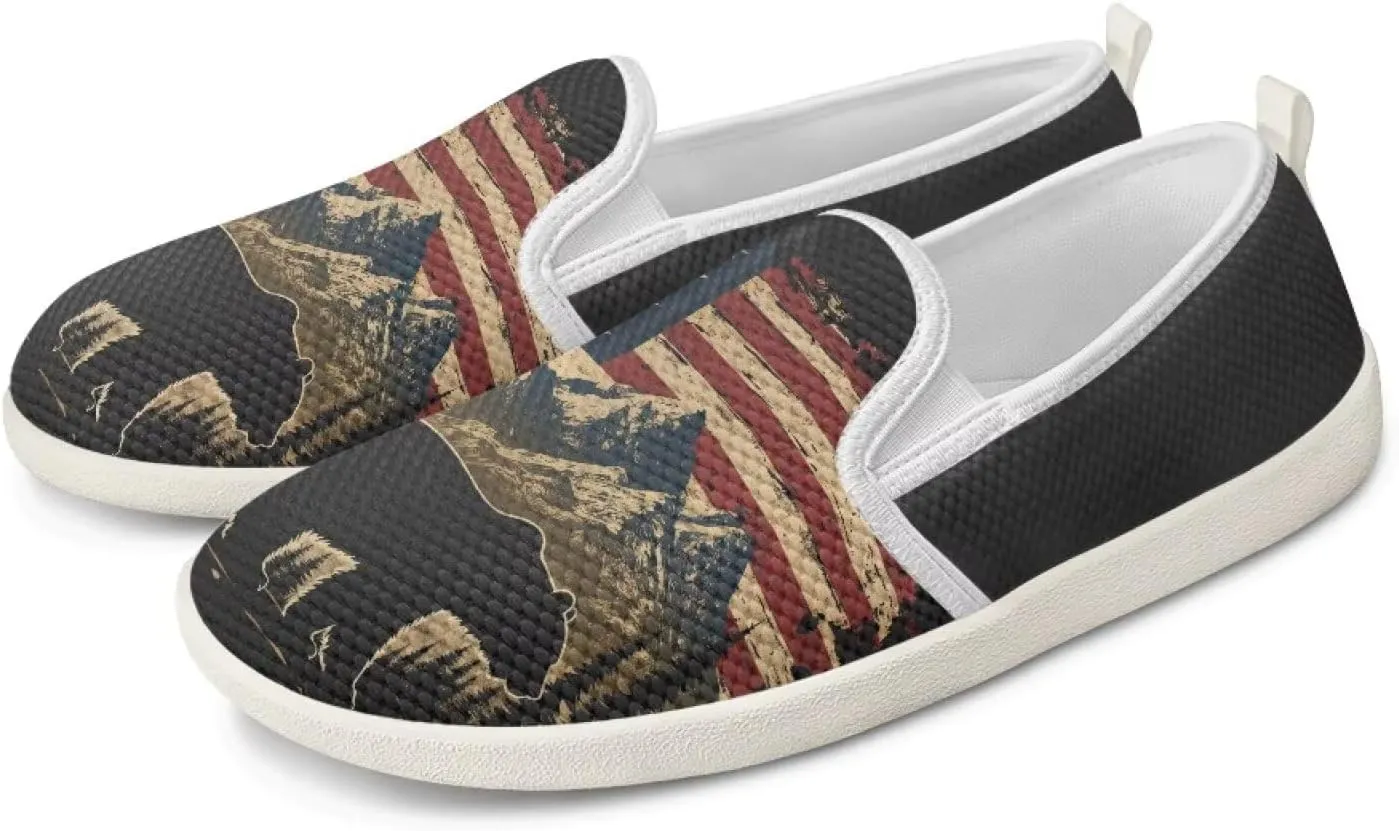 Comfy Womens Flats Shoes Flag Print Casual Shoes for Women Slip On Shoes