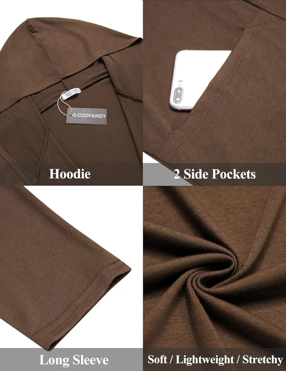 COOFANDY Men's Long Hooded Cardigan Shawl Collar Lightweight Open Front Drape Cape Overcoat with Pockets