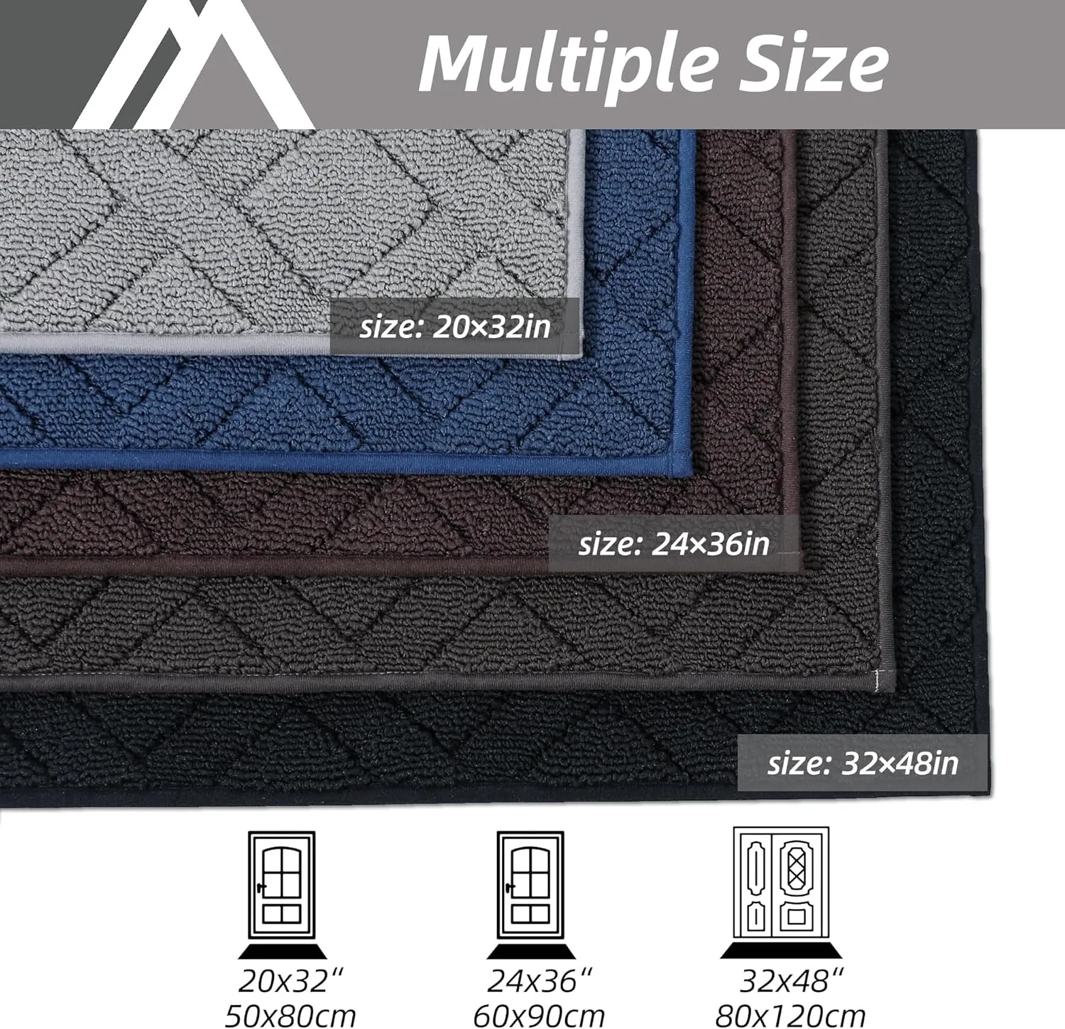 COSY HOMEER Door Mat Indoor Entrance, Non-Slip Absorbent Doormat for Front Door, Low-Profile Entryway Mat for Muddy Paws, Washable Dirt Trapper Mats (24"x36", Black)