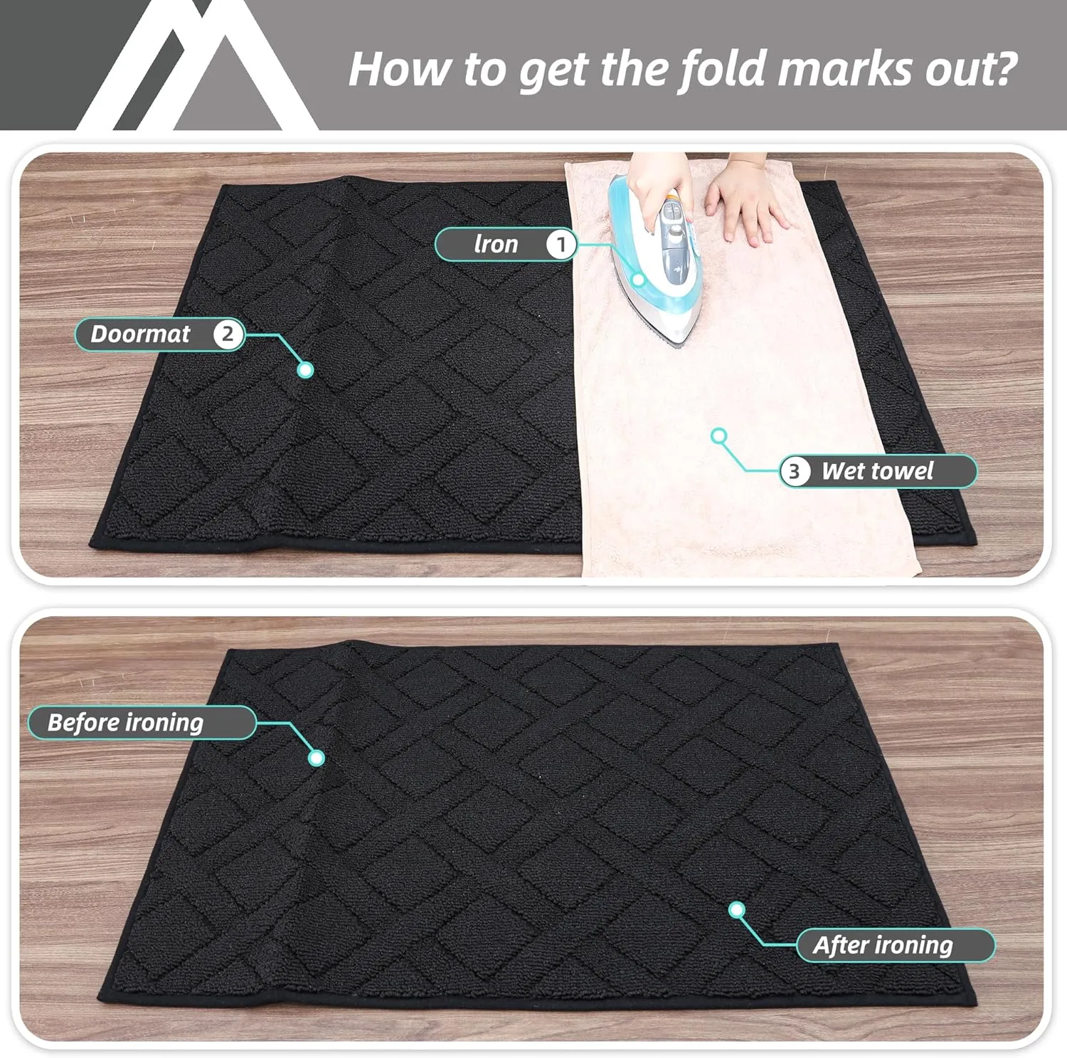 COSY HOMEER Door Mat Indoor Entrance, Non-Slip Absorbent Doormat for Front Door, Low-Profile Entryway Mat for Muddy Paws, Washable Dirt Trapper Mats (24"x36", Black)