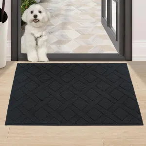 COSY HOMEER Door Mat Indoor Entrance, Non-Slip Absorbent Doormat for Front Door, Low-Profile Entryway Mat for Muddy Paws, Washable Dirt Trapper Mats (24"x36", Black)