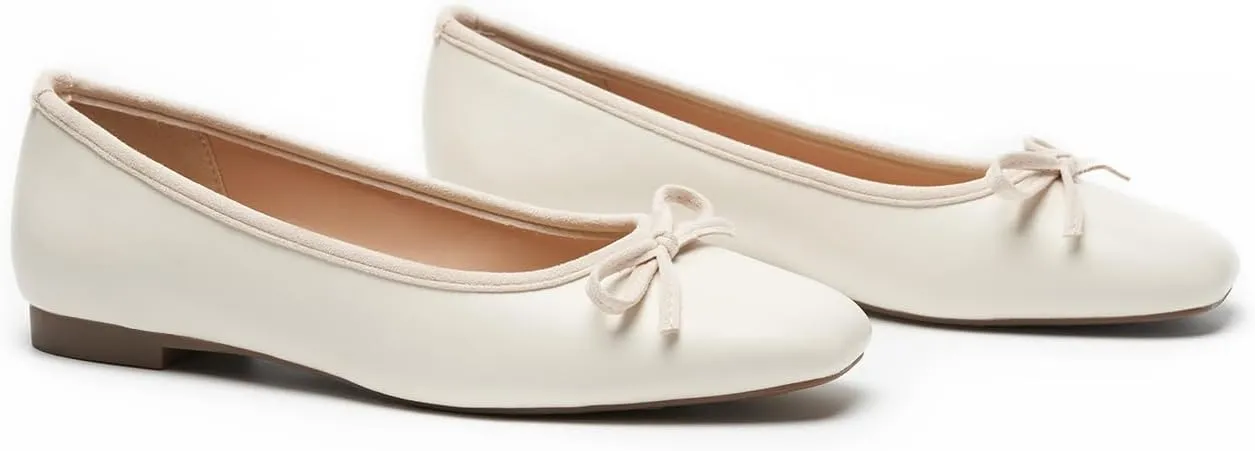 C.Paravano Women's Ballet Flats, Comfortable Slip On Round Toe Flat Shoes, Casual Walking Shoes for Women, Slip-On Bow Dressy Flats for Work Office & Wedding Party