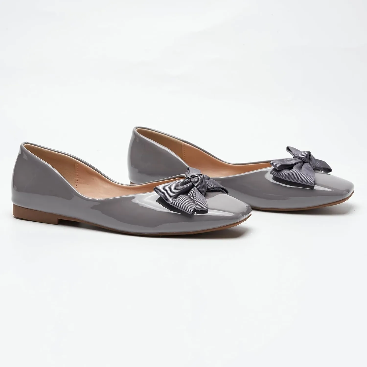 C.Paravano Women's Shoes with Bow | Casual Slip On Ballet Flats | Comfortable Square Toe Walking Shoes | Women Dressy Flats for Wedding Work Business Office