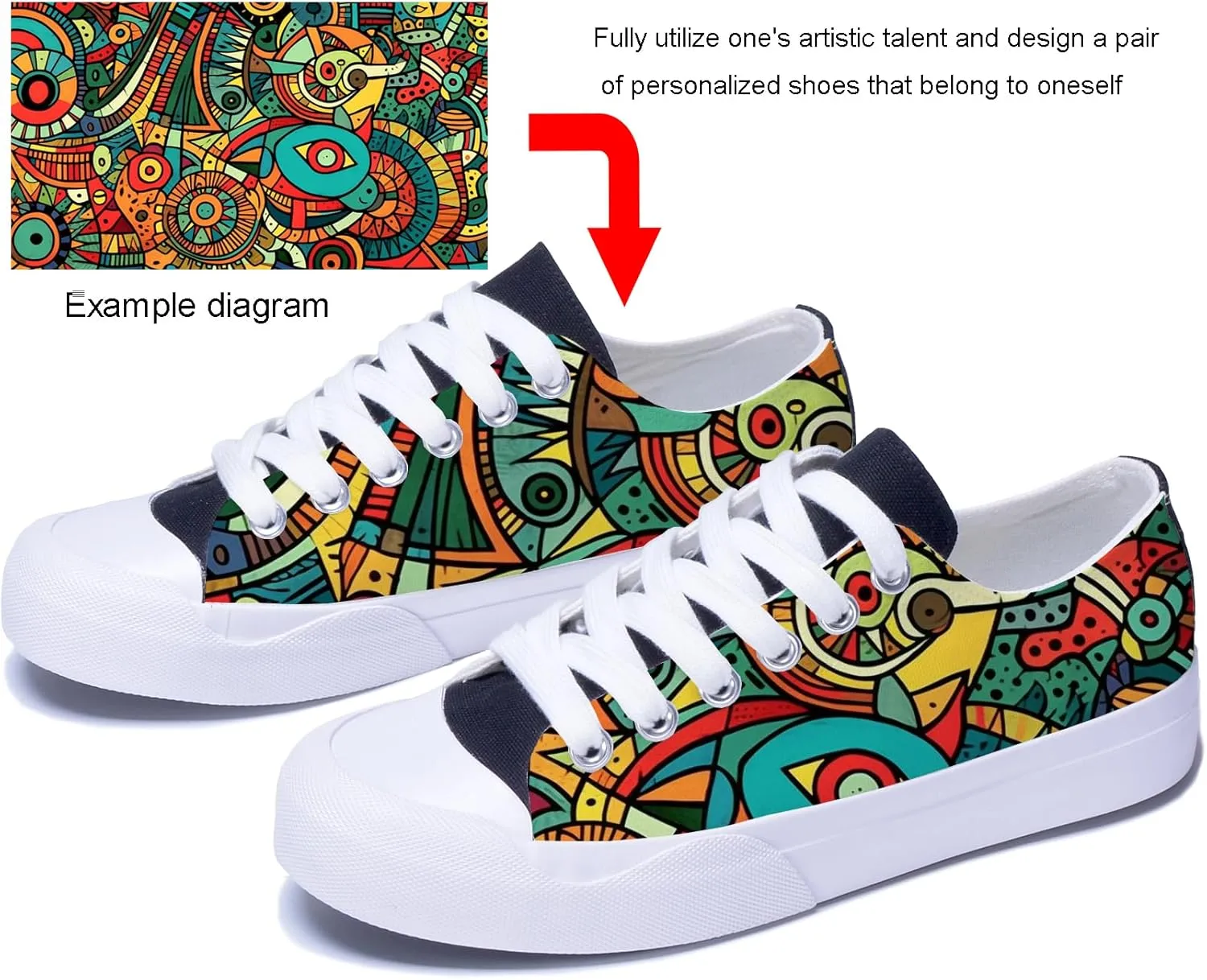 Custom Men's Canvas Low Top Fashion Sneaker Customized Personalized Cosplay Design with Photo Lace-up Classic Casual Shoes for Women Gift