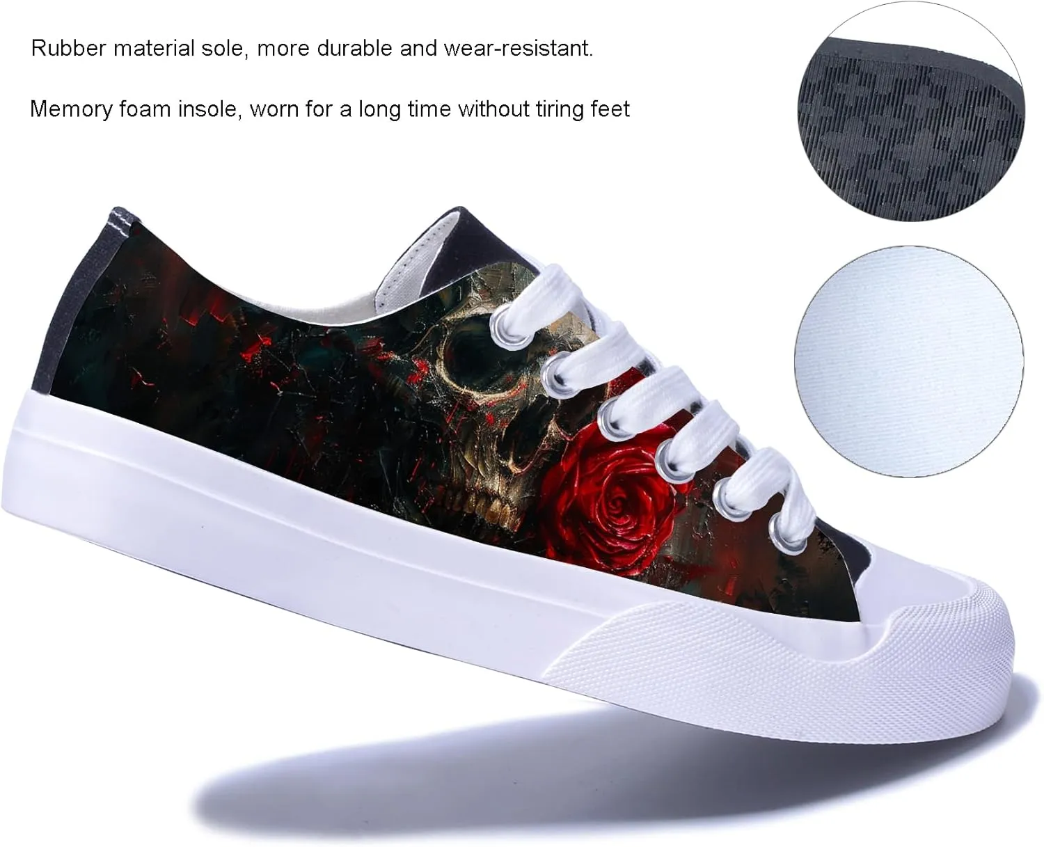 Custom Men's Canvas Low Top Fashion Sneaker Customized Personalized Cosplay Design with Photo Lace-up Classic Casual Shoes for Women Gift