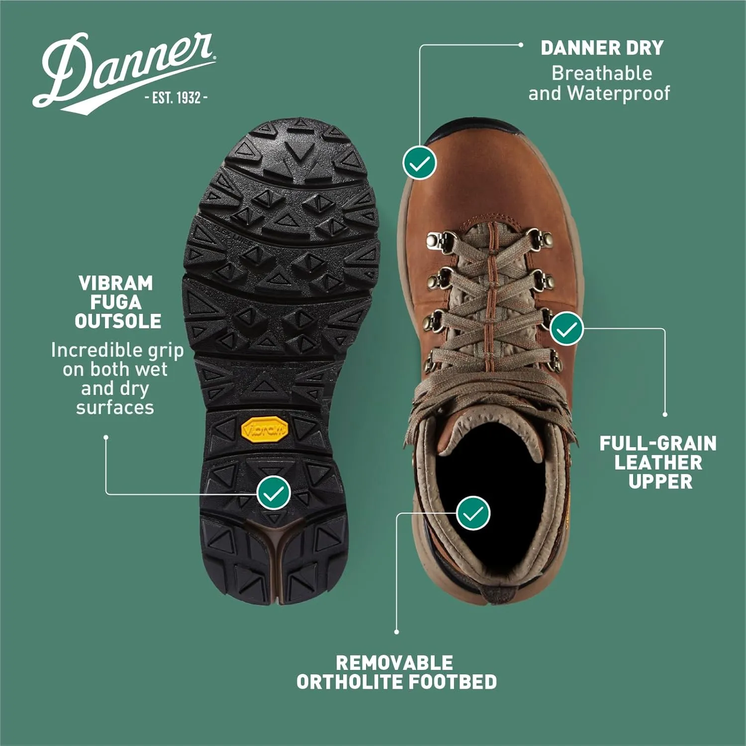 Danner Mountain 600 Hiking Boots for Women - Waterproof, Durable Suede Upper, Breathable Lining, Triple-Density Footbed & Vibram Traction Outsole