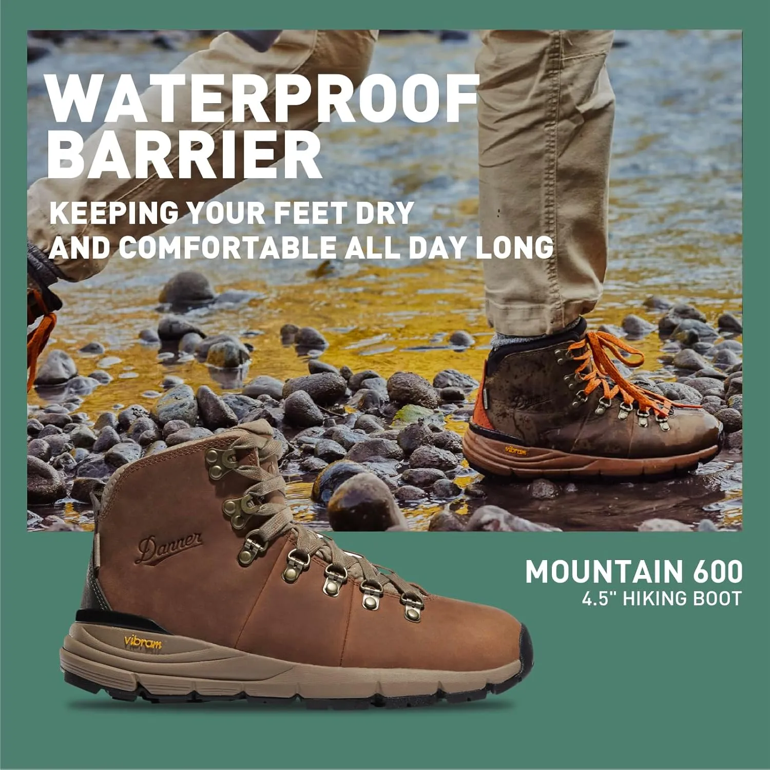Danner Mountain 600 Hiking Boots for Women - Waterproof, Durable Suede Upper, Breathable Lining, Triple-Density Footbed & Vibram Traction Outsole