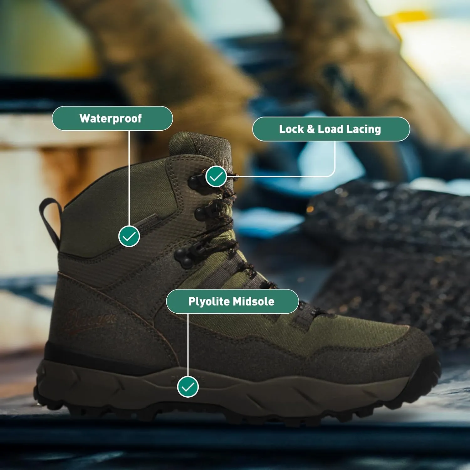 Danner Vital Trail 5” Hiking Boots for Men - Waterproof, Abrasion-Resistant Leather and Textile, with Shock-Absorbing Midsole and Traction Outsole