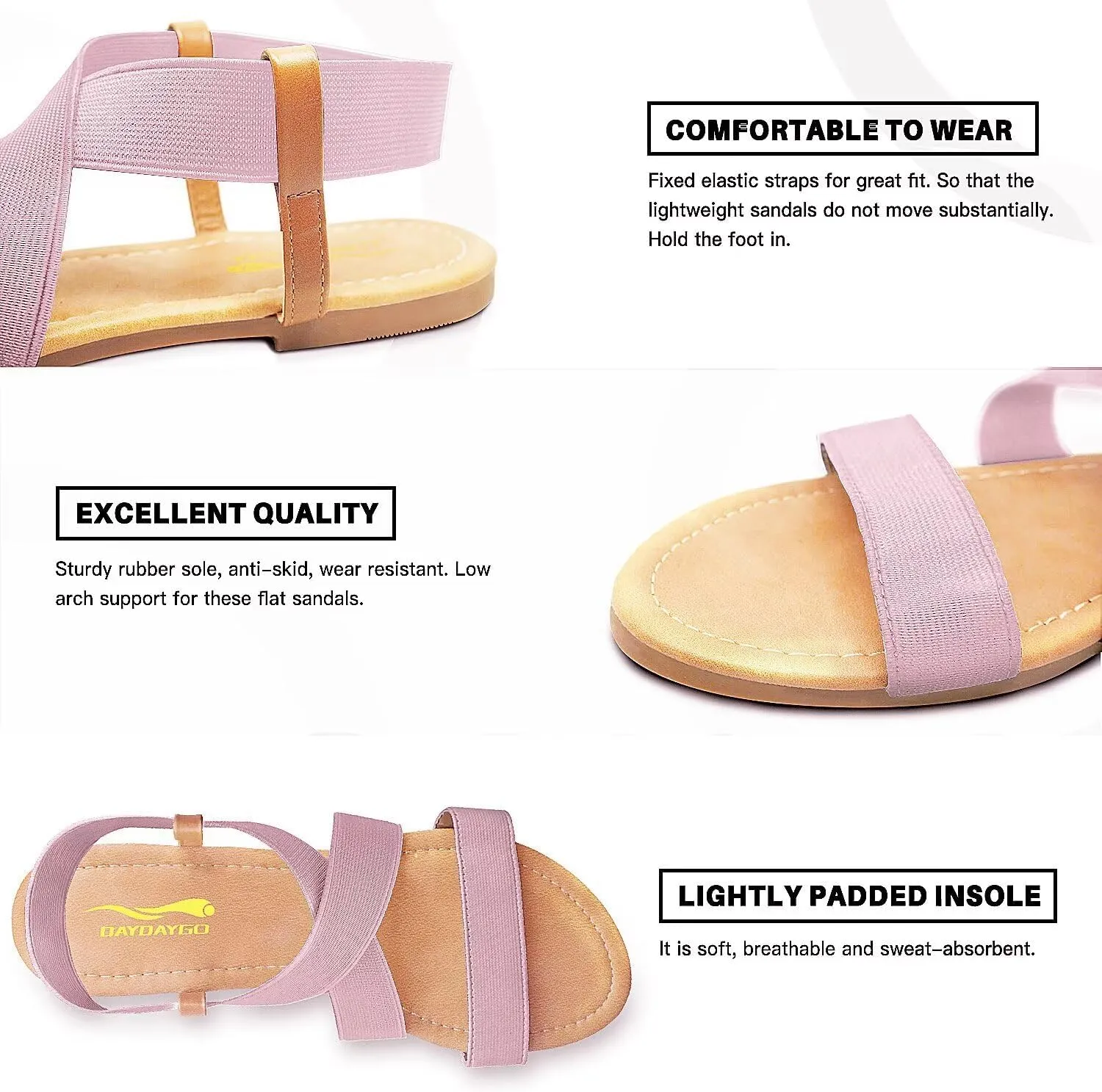 DAYDAYGO Women's Elastic Flat Sandals