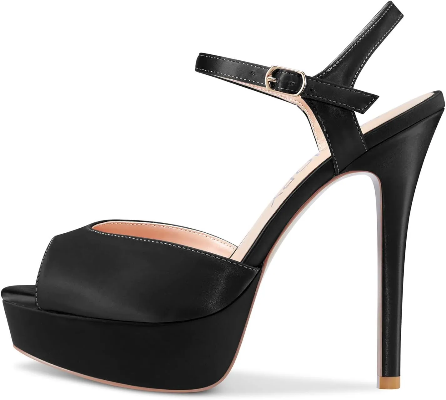 DearOnly Women Stiletto High Heel Platform Peep Open Toe Ankle Strap Sandals Sexy Wedding Dress 5.1 Inches Heels Pumps