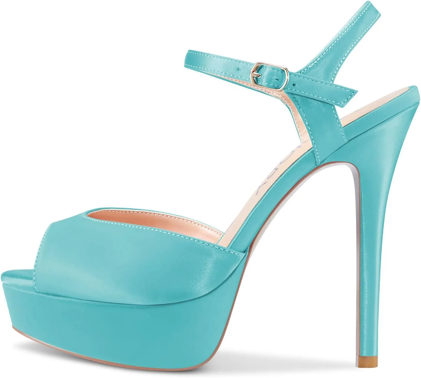 DearOnly Women Stiletto High Heel Platform Peep Open Toe Ankle Strap Sandals Sexy Wedding Dress 5.1 Inches Heels Pumps