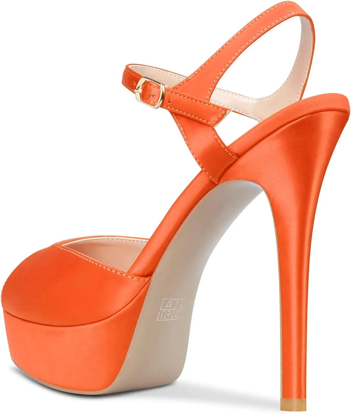 DearOnly Women Stiletto High Heel Platform Peep Open Toe Ankle Strap Sandals Sexy Wedding Dress 5.1 Inches Heels Pumps