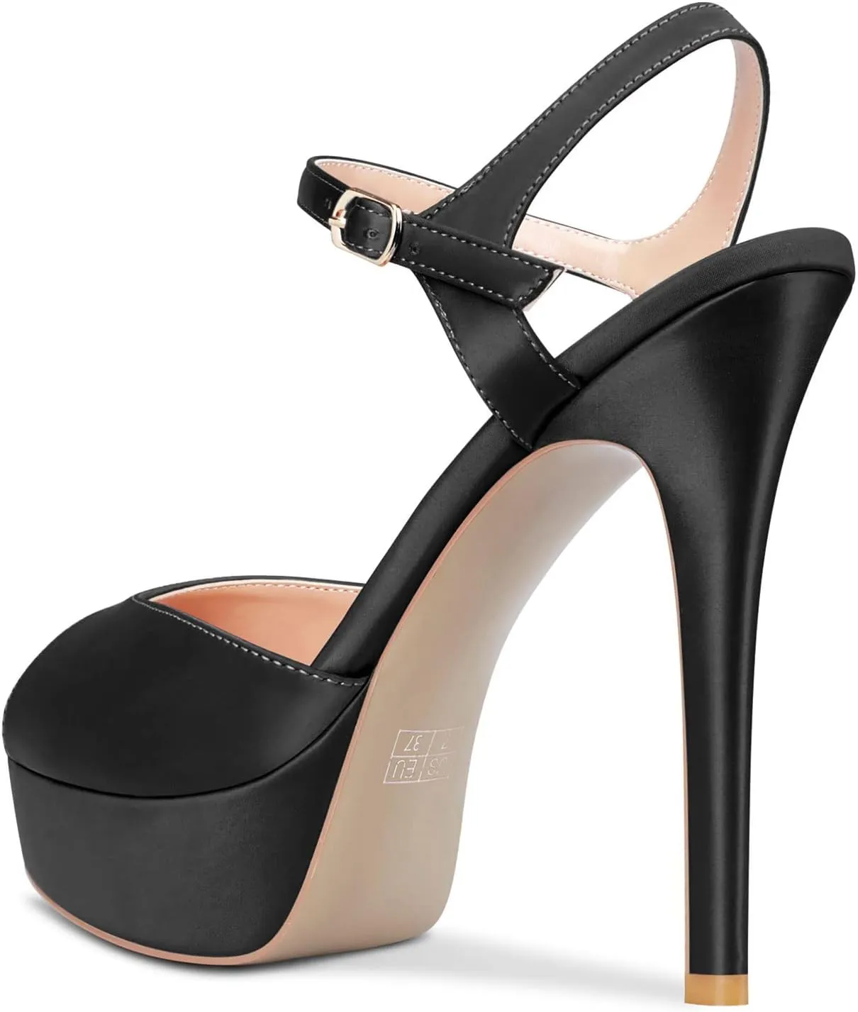 DearOnly Women Stiletto High Heel Platform Peep Open Toe Ankle Strap Sandals Sexy Wedding Dress 5.1 Inches Heels Pumps