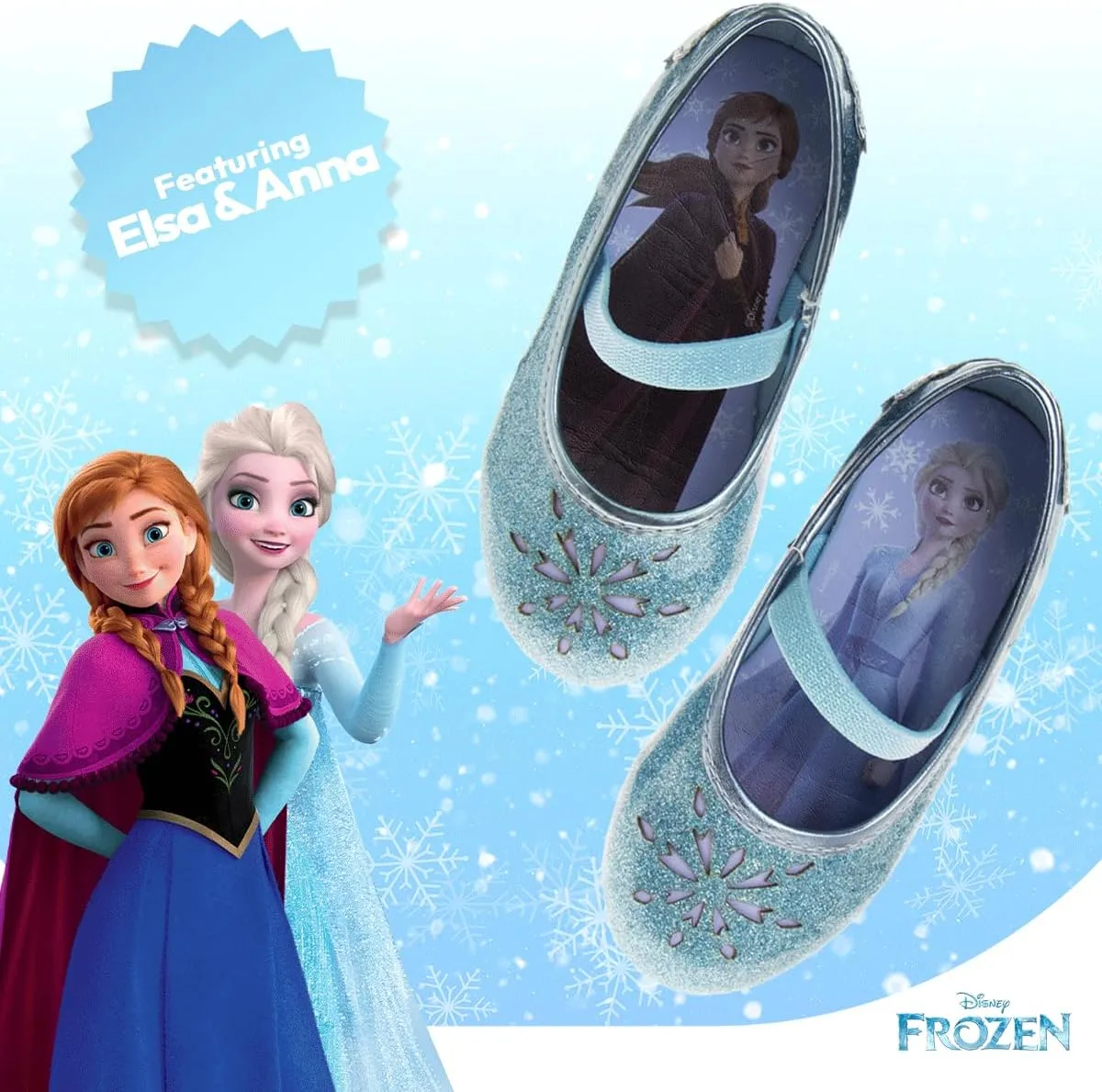 Disney Girls Mary Jane Flats - Kids Character Princess Dress up Slip-on Shoes (Toddler/Little Kid)