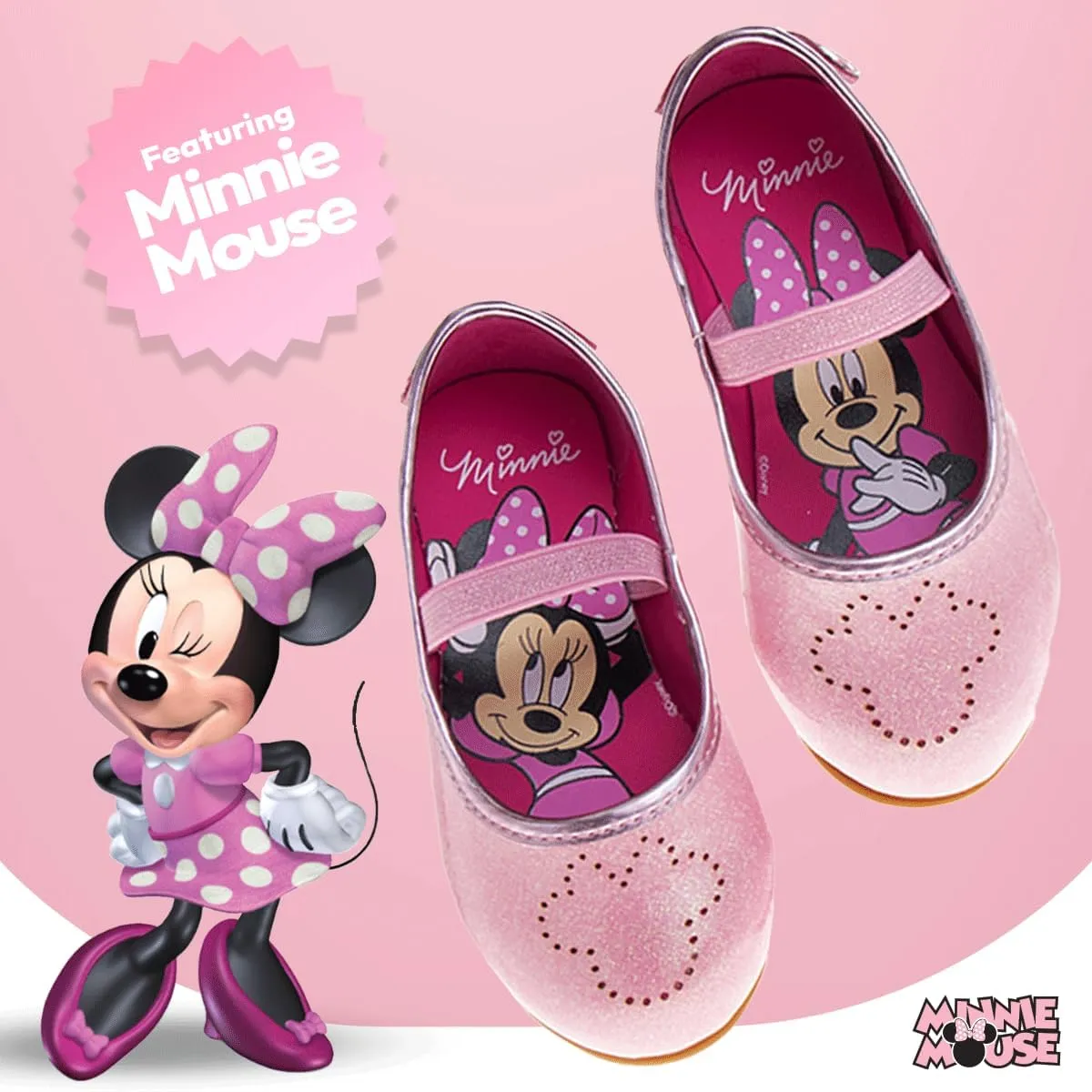 Disney Girls Mary Jane Flats - Kids Character Princess Dress up Slip-on Shoes (Toddler/Little Kid)