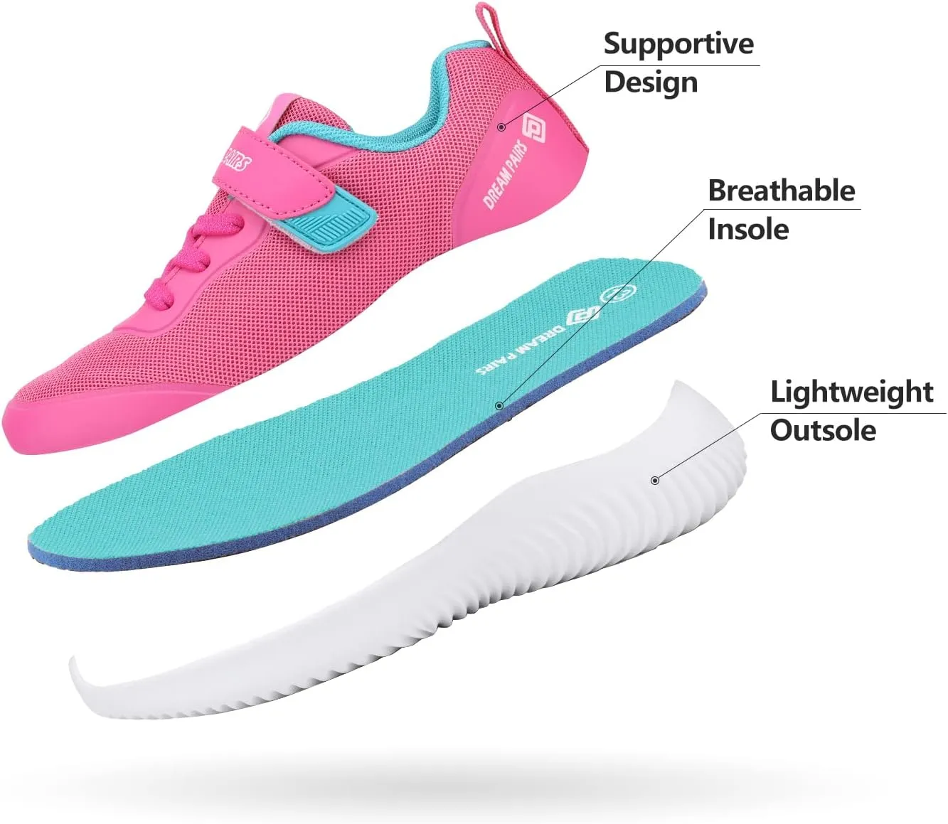 DREAM PAIRS Boys Girls Shoes Kids Tennis EZ-Ons BreezeRunners Running Sneakers