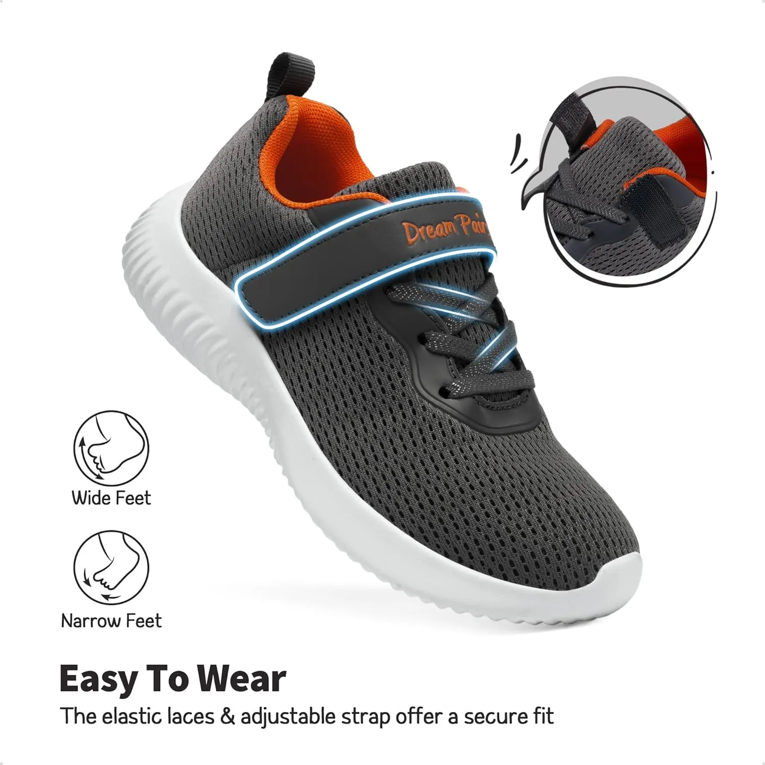 DREAM PAIRS Boys Girls Shoes Kids Tennis EZ-Ons FunRun Breathable Running Athletic Sport Sneakers