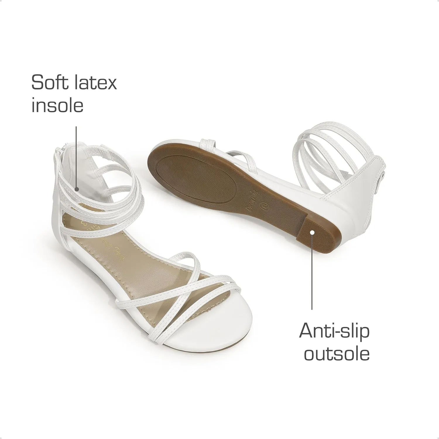 DREAM PAIRS Girls Ankle Strap Flat Sandals Summer Dressy Strappy Gladiator Rhinestones Platform Low Heels Shoes