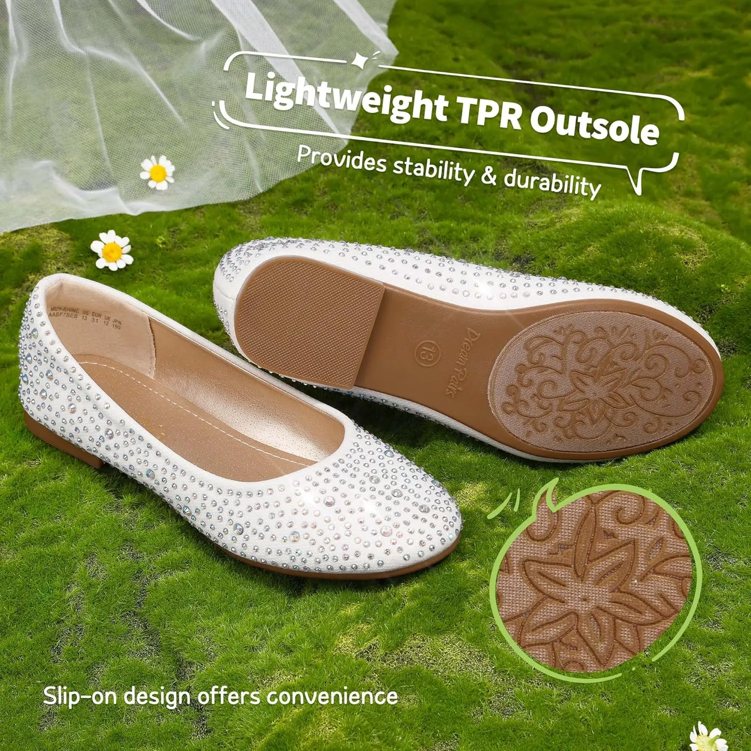 DREAM PAIRS Girls Dress Shoes Slip on Ballerina Flats for Wedding/Party