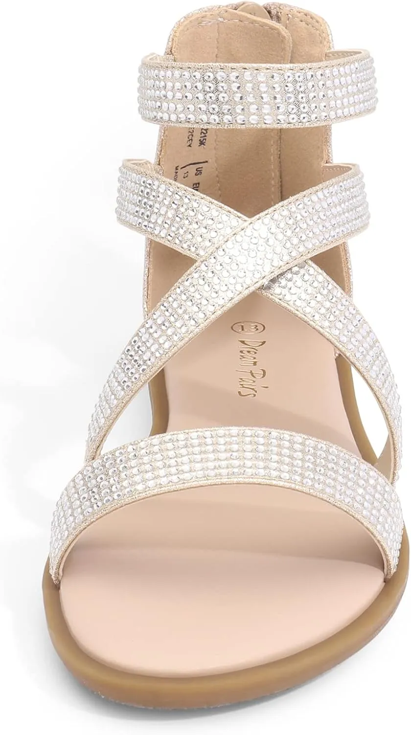 DREAM PAIRS Girls Gladiator Sandals with Zipper Strappy Sandals Toddler/Little Kid/Big Kid