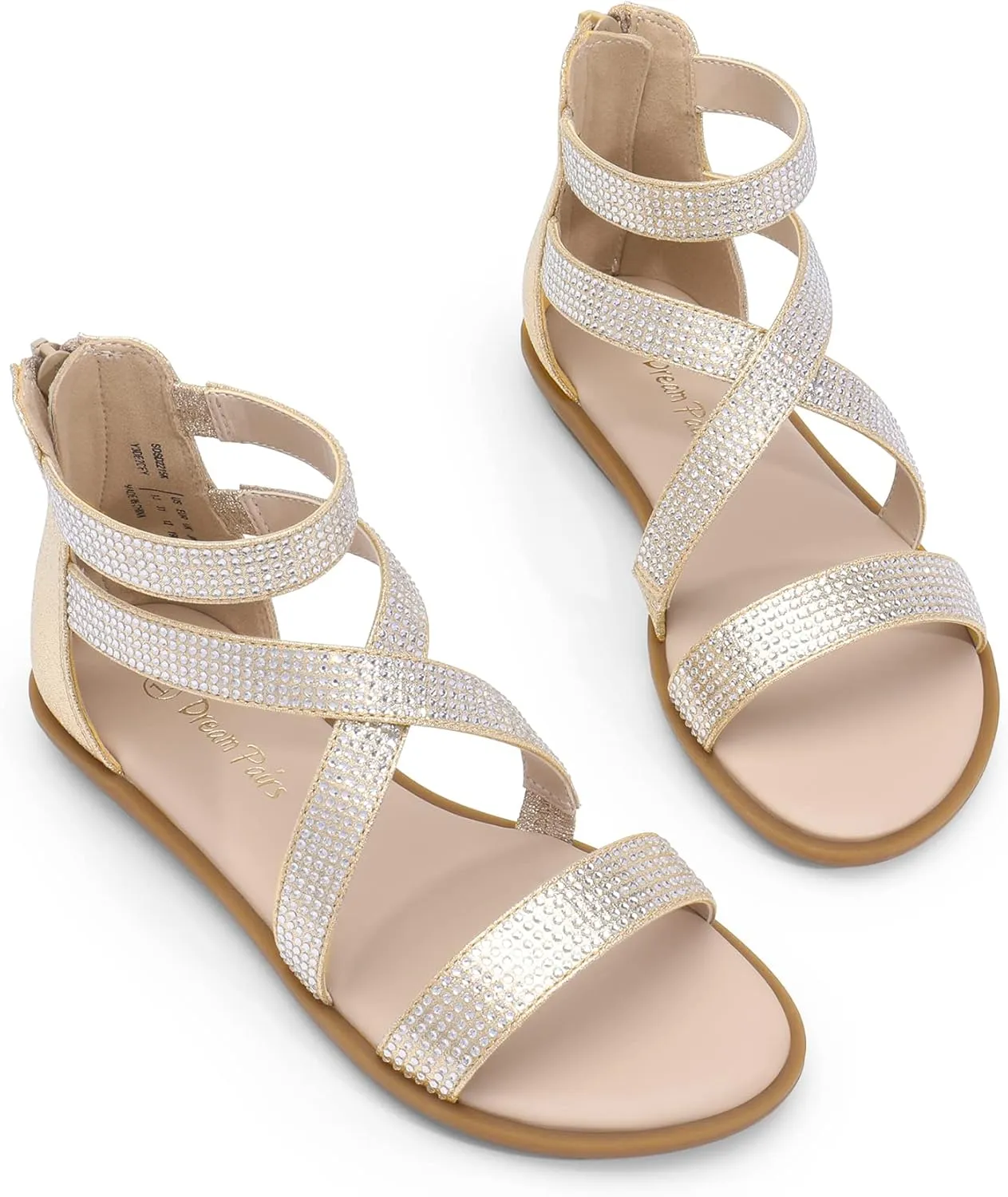 DREAM PAIRS Girls Gladiator Sandals with Zipper Strappy Sandals Toddler/Little Kid/Big Kid