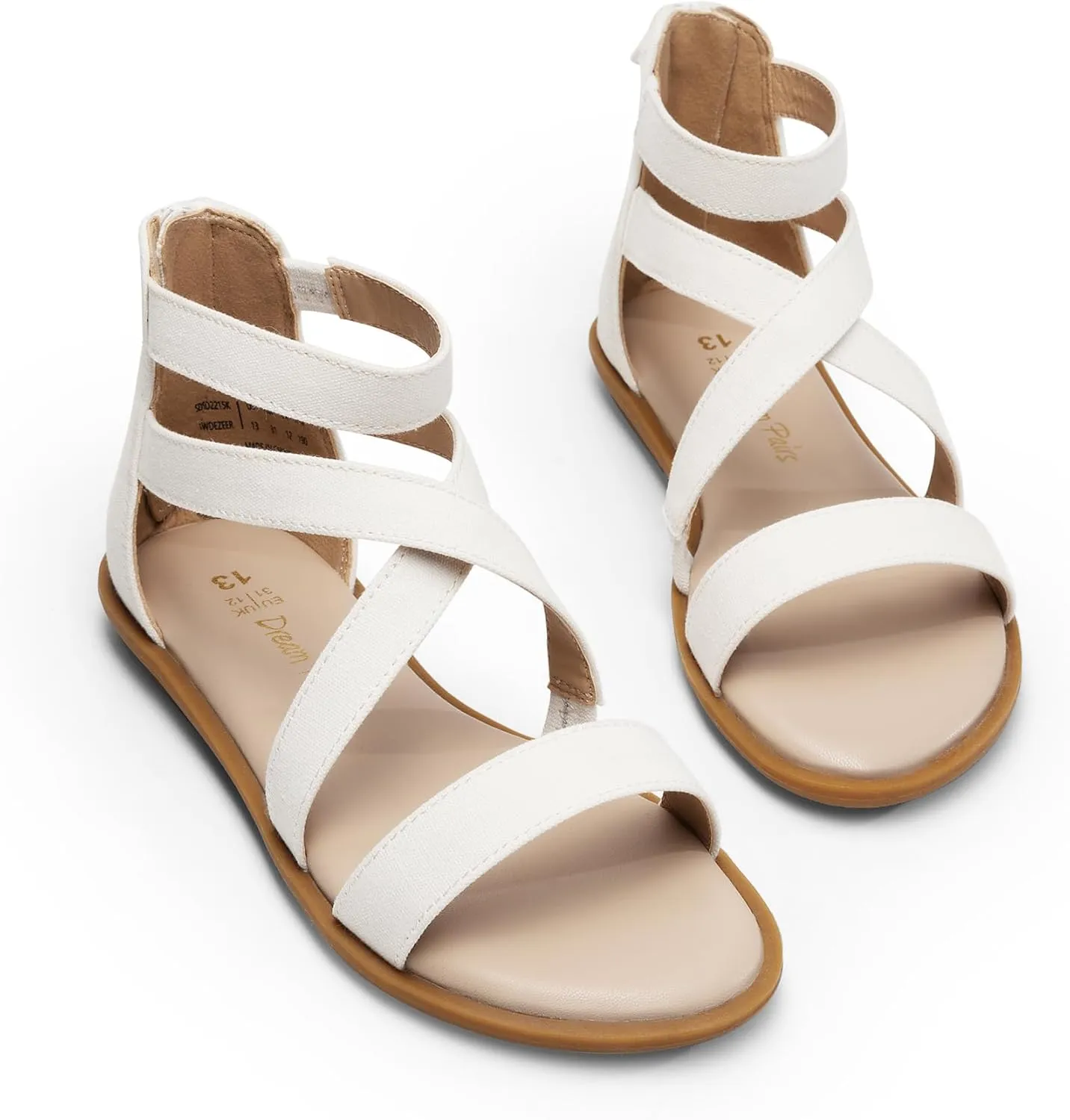 DREAM PAIRS Girls Gladiator Sandals with Zipper Strappy Sandals Toddler/Little Kid/Big Kid