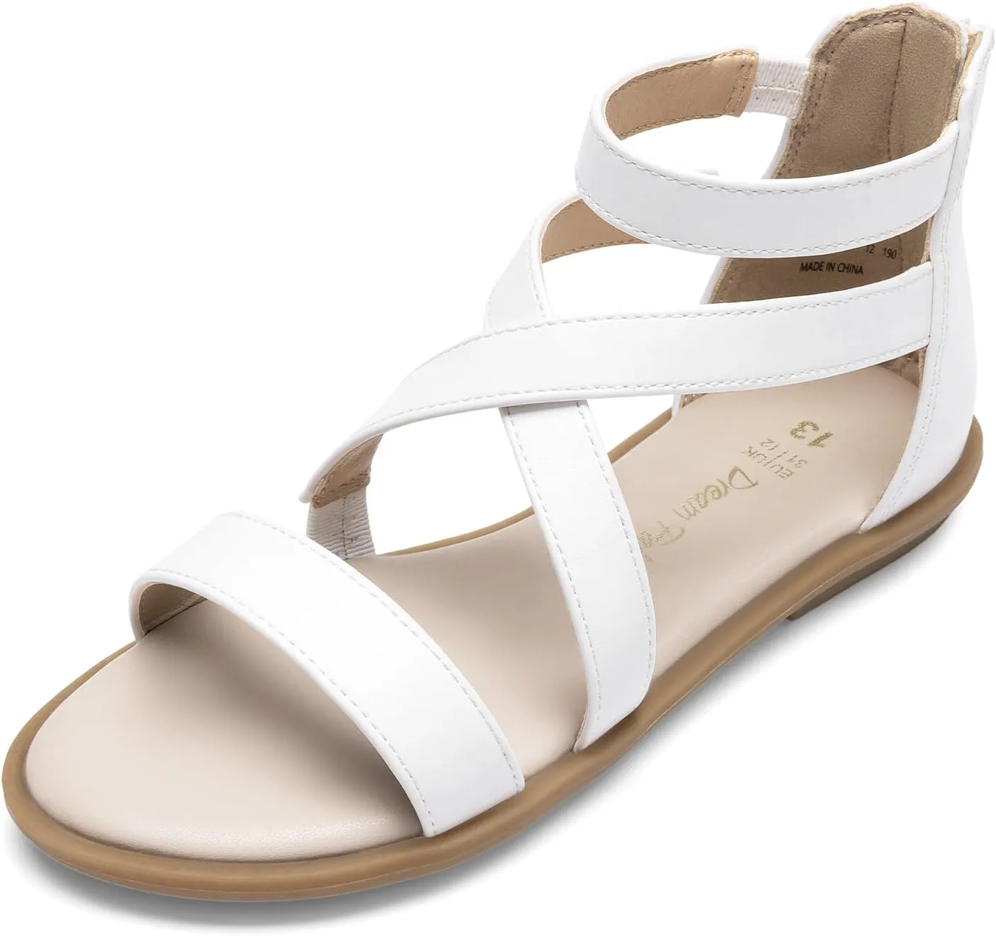 DREAM PAIRS Girls Gladiator Sandals with Zipper Strappy Sandals Toddler/Little Kid/Big Kid