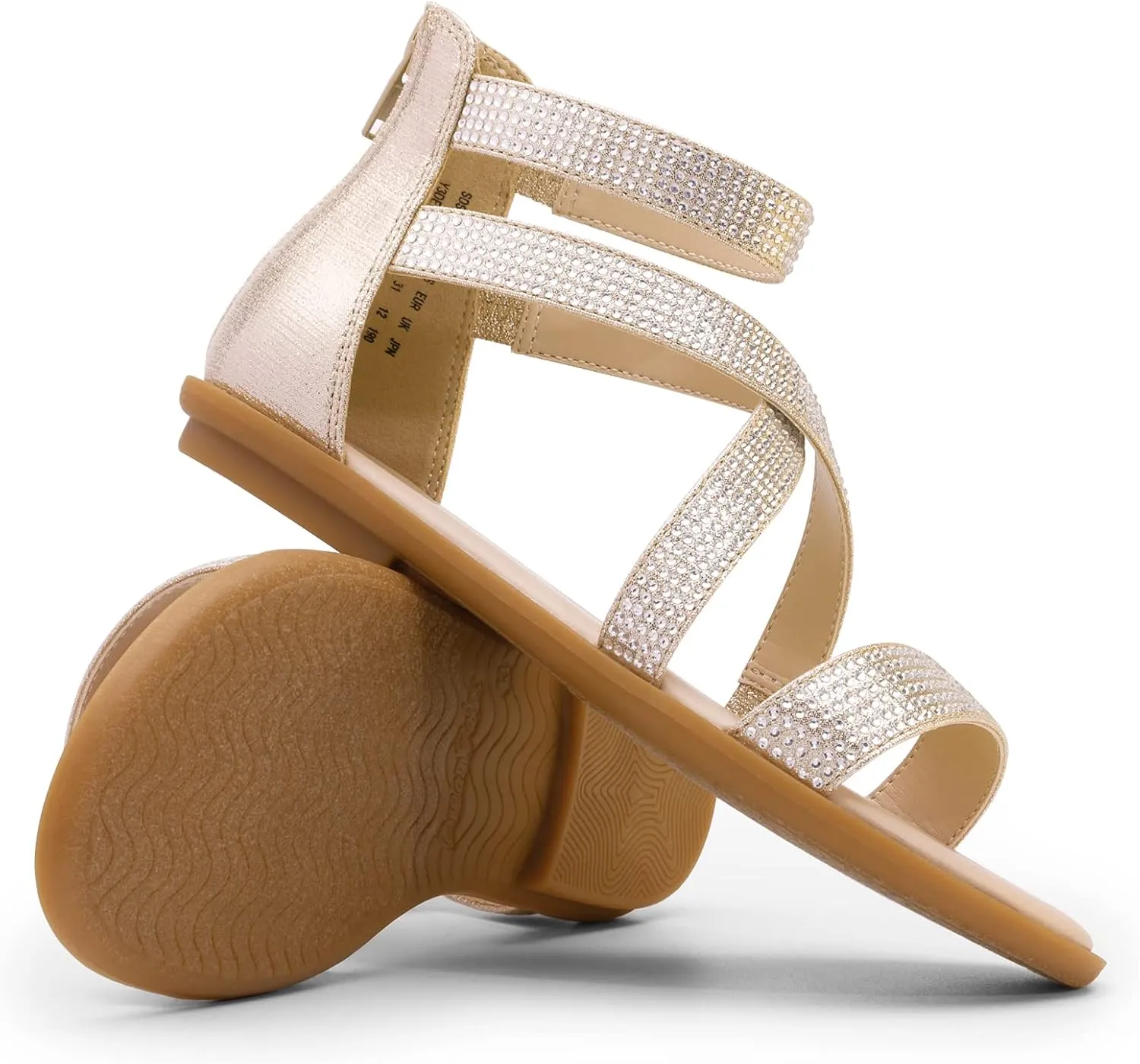 DREAM PAIRS Girls Gladiator Sandals with Zipper Strappy Sandals Toddler/Little Kid/Big Kid