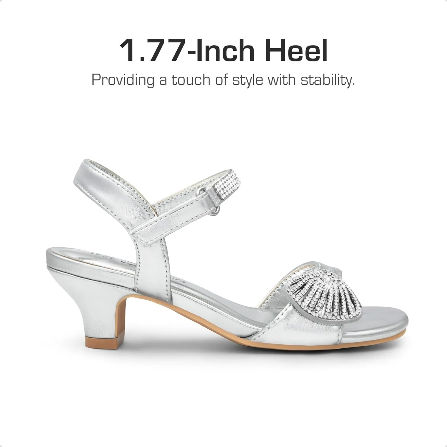DREAM PAIRS Girls Sandals Ankle Strap Square Toe Low Heel Crystal Shell Wedding Party Flower Dress Shoes for Little Kids/Big Kids