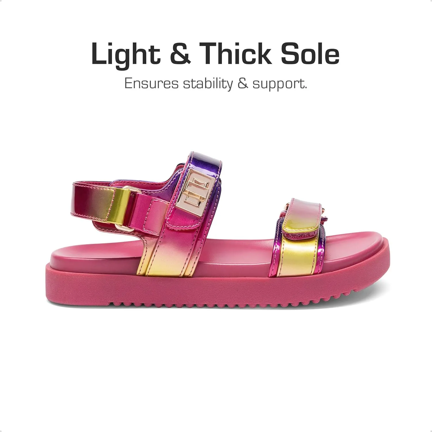 DREAM PAIRS Girls Sandals Casual Open Toe Two Adjustable Strapped Sandals with Hook and Loop for Little Kid/Big Kid