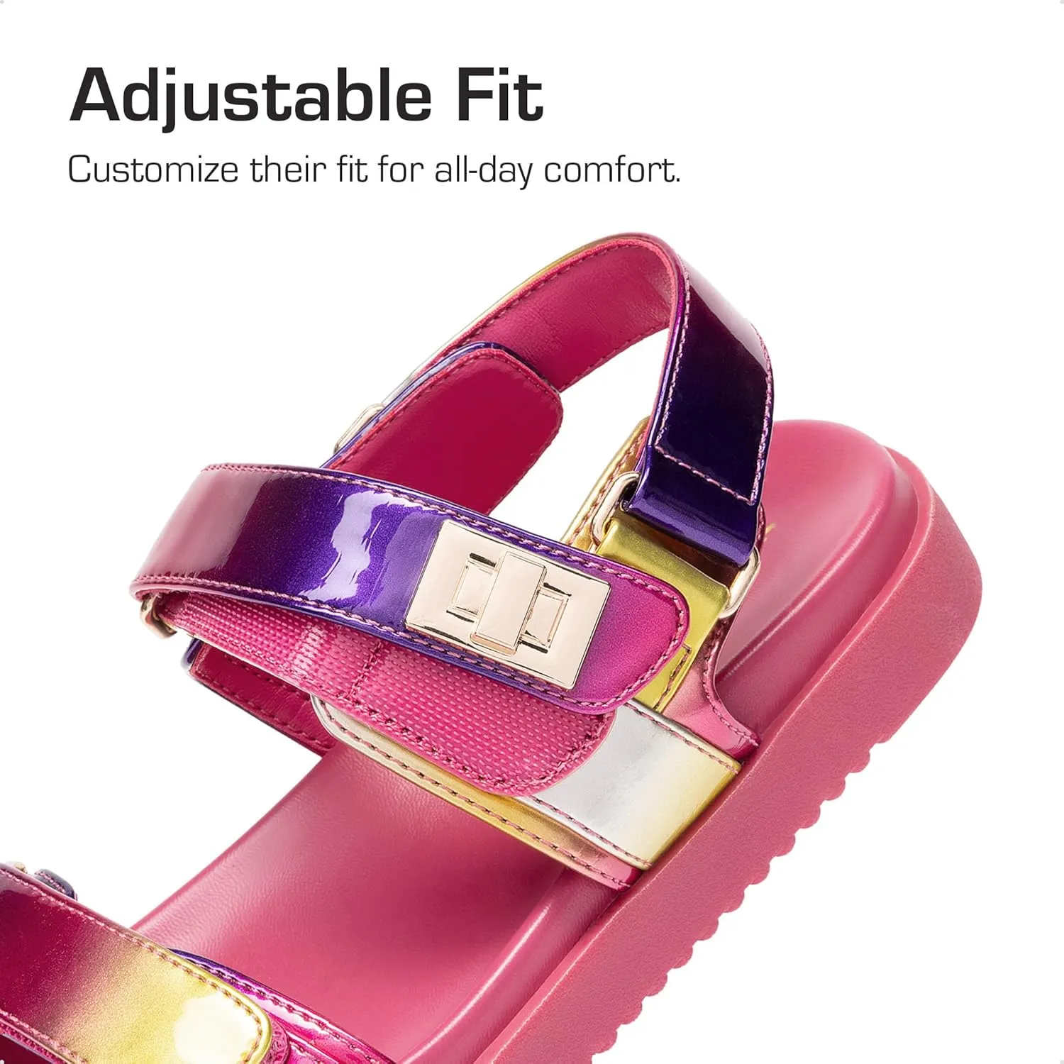 DREAM PAIRS Girls Sandals Casual Open Toe Two Adjustable Strapped Sandals with Hook and Loop for Little Kid/Big Kid