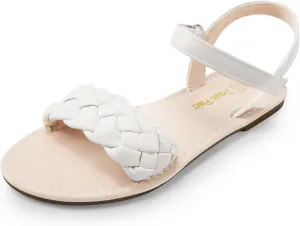 DREAM PAIRS Girls Sandals Classic Open Toe Braided Flat Sandals Summer Dress Shoes